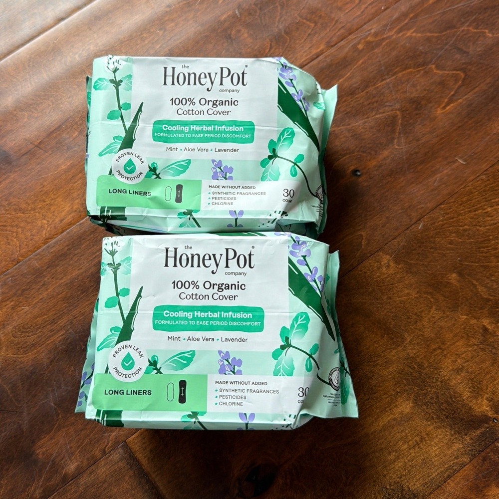 Honey Pot Company 100% Organic Cotton Long Liners Herbal Infusion 2 Pack 60ct